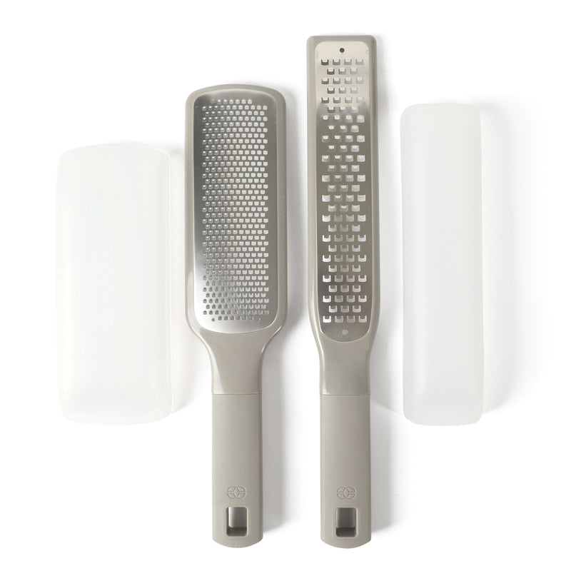 Calphalon Prime  2 pc Stainless Steel Long & Short Grater Set w/ Covers - Open Stock w/ Tie Card