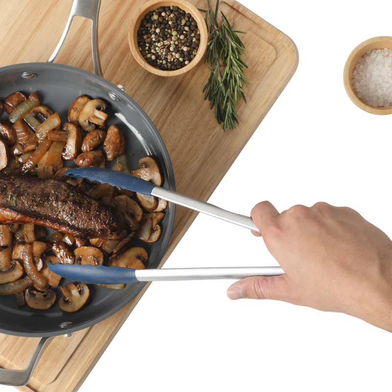 Calphalon Edge Stainless Steel / Silicone HeadFood Tongs - Open Stock w/ Tie Card