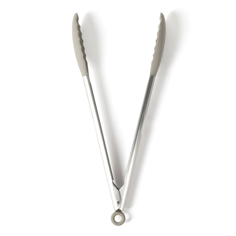 Calphalon Edge Stainless Steel / Silicone HeadFood Tongs - Open Stock w/ Tie Card (Taupe)