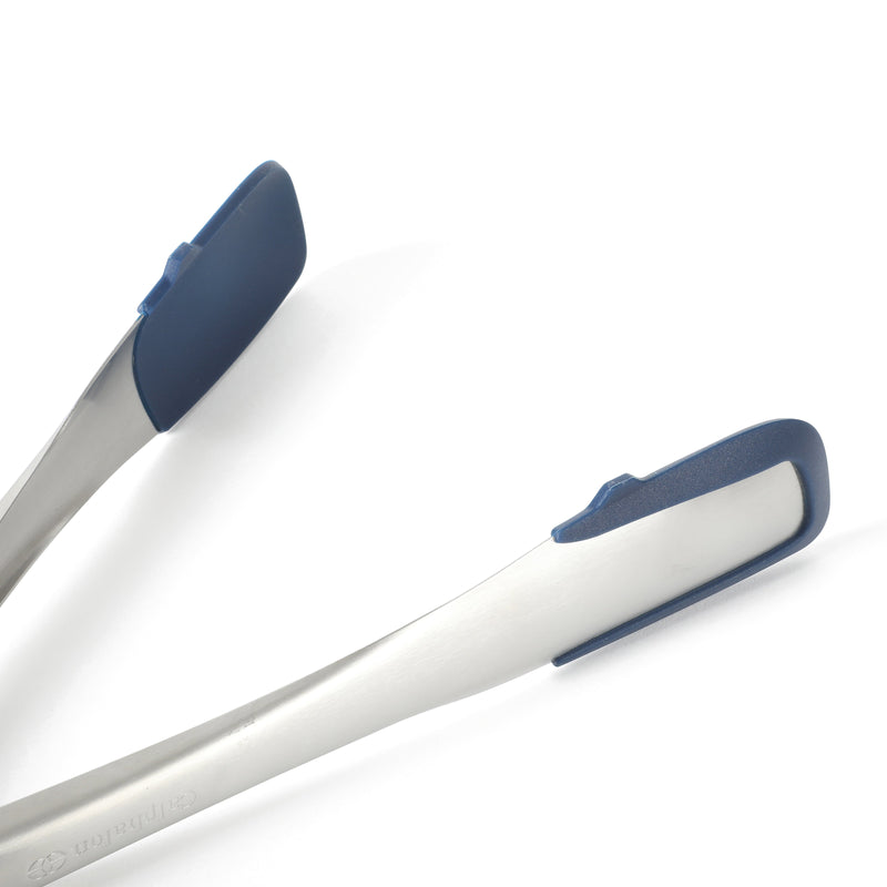 Calphalon Prime Stainless Steel Stand Alone Tongs w/ Inside Silicone Head - Navy - Open Stock w/ Tie Card