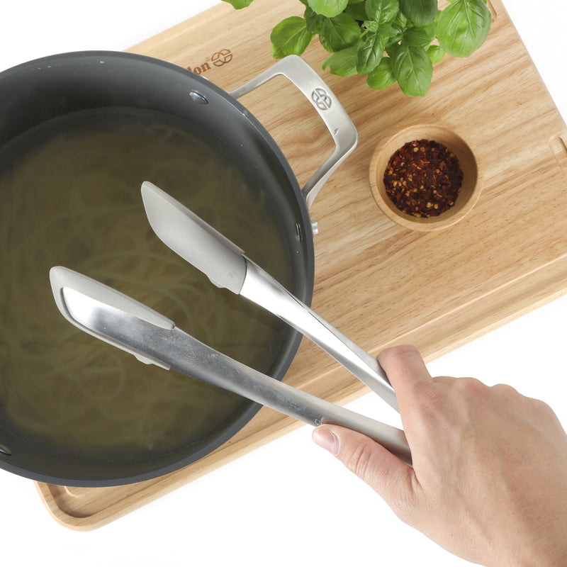 Calphalon Prime Stainless Steel Stand Alone Tongs w/ Inside Silicone Head - Navy - Open Stock w/ Tie Card