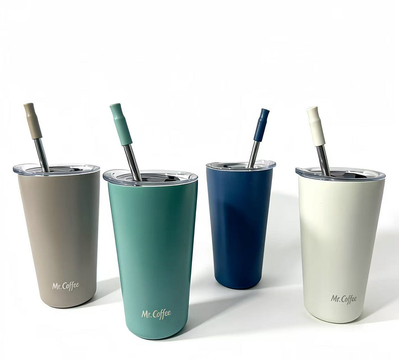 Mr. Coffee Java Quest 23oz Double Wall Stainless Steel Tumbler w/ Stainless Steel Straw - Open Stock w/ UPC Label