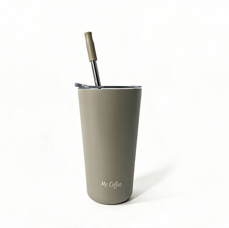 Mr. Coffee Java Quest 23oz Double Wall Stainless Steel Tumbler w/ Stainless Steel Straw - Open Stock w/ UPC Label