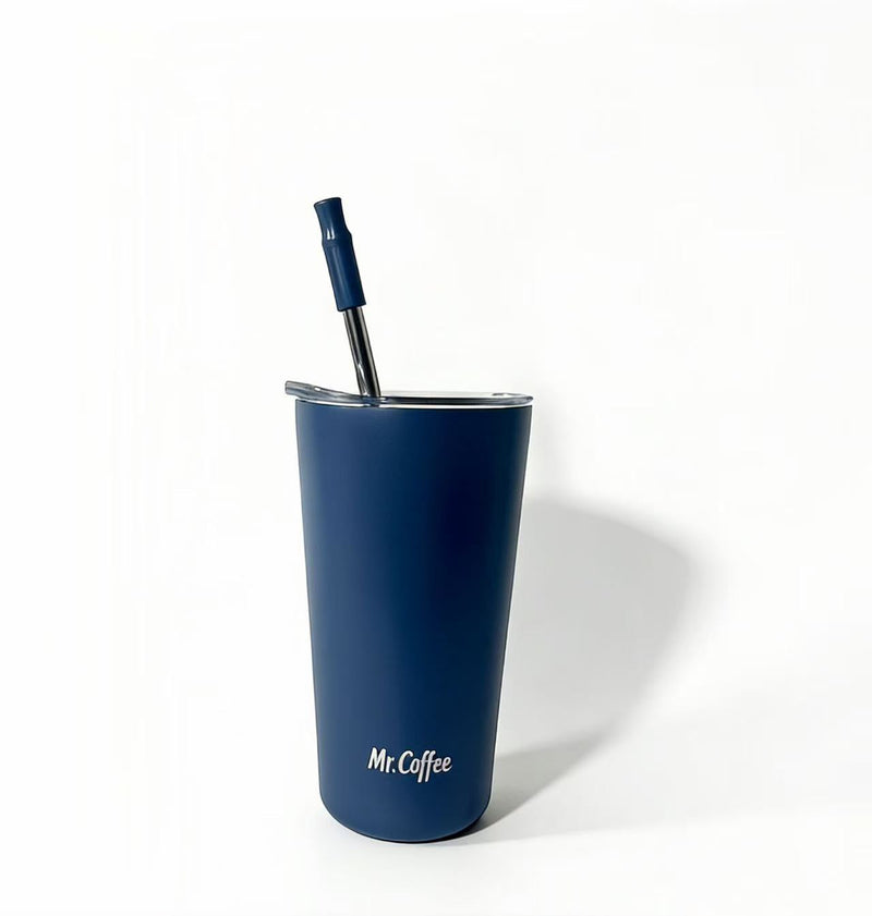 Mr. Coffee Java Quest 23oz Double Wall Stainless Steel Tumbler w/ Stainless Steel Straw - Open Stock w/ UPC Label