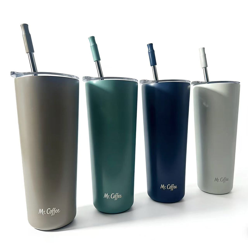Mr. Coffee Java Quest 16oz Double Wall Stainless Steel Tumbler w/ Stainless Steel Straw - Open Stock w/ UPC Label