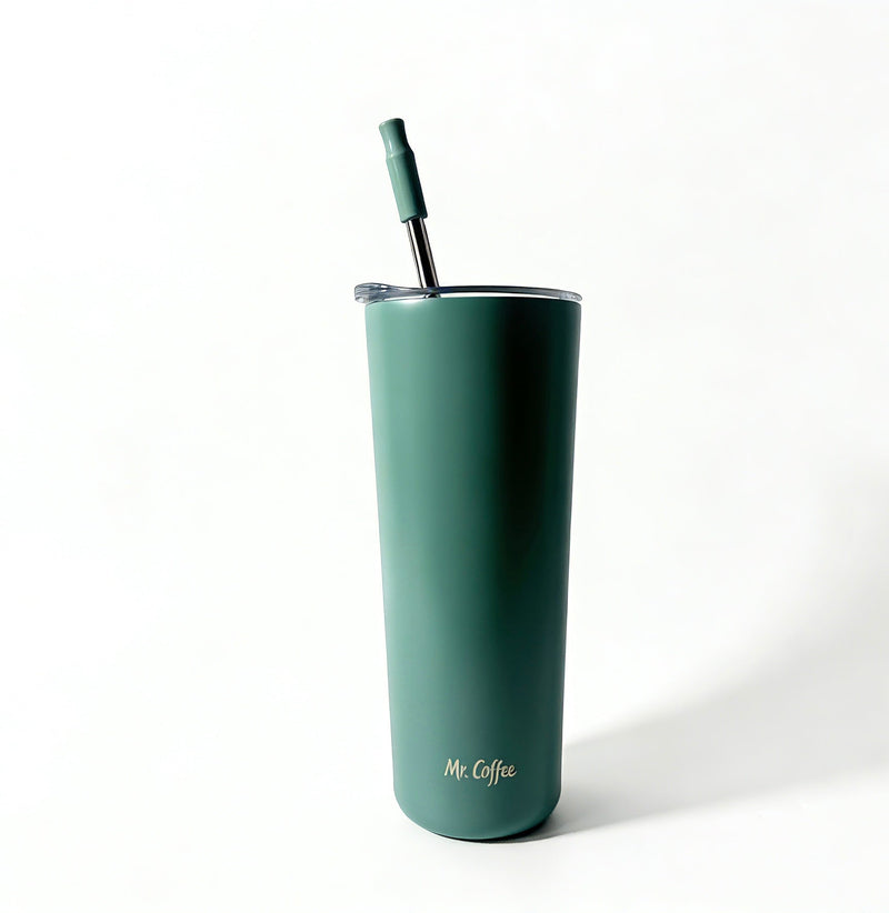 Mr. Coffee Java Quest 16oz Double Wall Stainless Steel Tumbler w/ Stainless Steel Straw - Open Stock w/ UPC Label