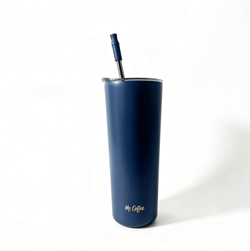 Mr. Coffee Java Quest 16oz Double Wall Stainless Steel Tumbler w/ Stainless Steel Straw - Open Stock w/ UPC Label