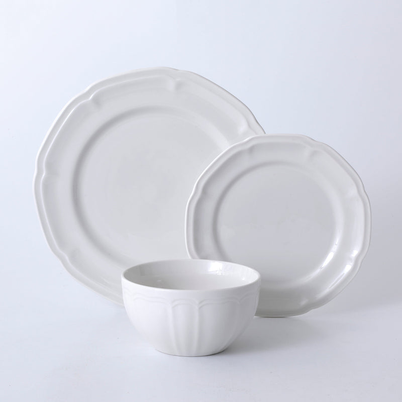 Gibson Home Willow Dove 12 pc Embossed Porcelain Dinnerware Set - Gift Box