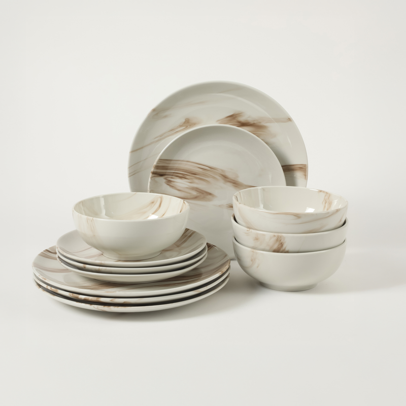 Gibson Home Cloudlight 12pc Decorated Porcelain Dinnerware Set - Gift Box
