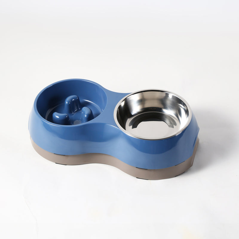 Gibson home Curious Canines 12.75" Melamine Slow Feeder w/ 6.75"Stainless Steel Pet Bowl Insert - Open Stock w/ Color Label