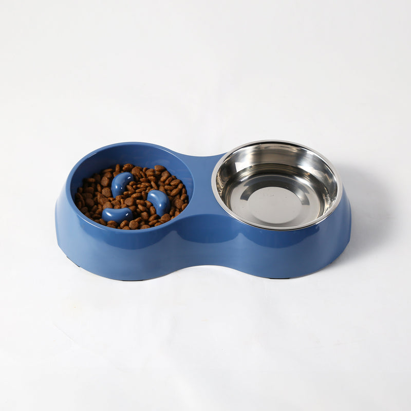 Gibson home Curious Canines 12.75" Melamine Slow Feeder w/ 6.75"Stainless Steel Pet Bowl Insert - Open Stock w/ Color Label