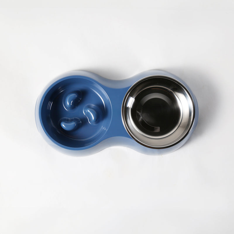 Gibson home Curious Canines 12.75" Melamine Slow Feeder w/ 6.75"Stainless Steel Pet Bowl Insert - Open Stock w/ Color Label