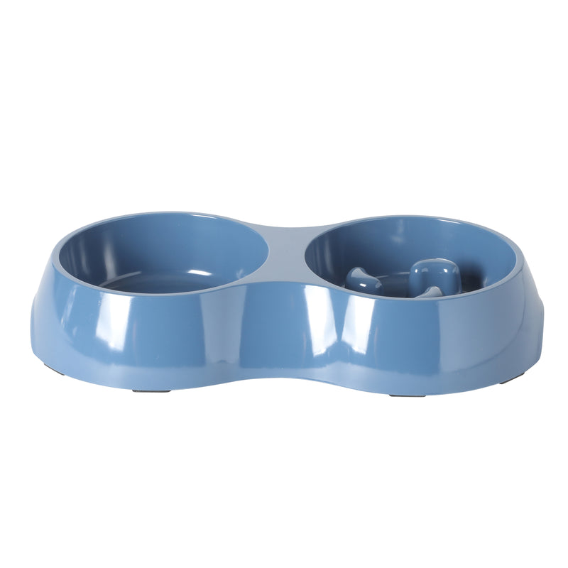 Gibson home Curious Canines 12.75" Melamine Slow Feeder w/ 6.75"Stainless Steel Pet Bowl Insert - Open Stock w/ Color Label