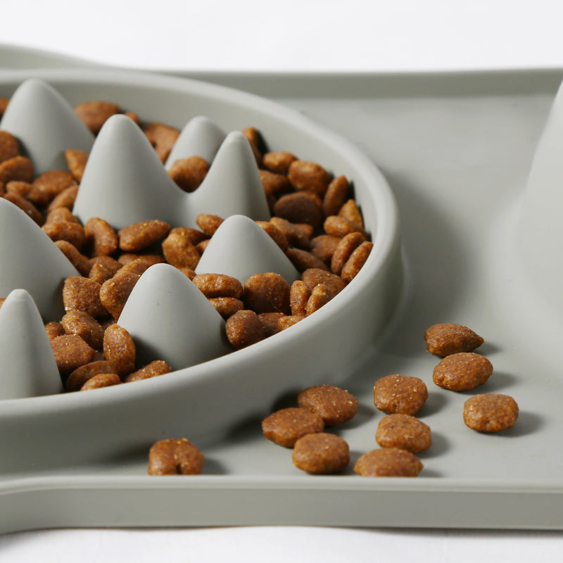 Gibson Home Curious Canines 2 pc 16" Stainless Steel Bowl & Silicone Slow Feeder On Silicone Mat - Open Stock w/ Color Sleeve