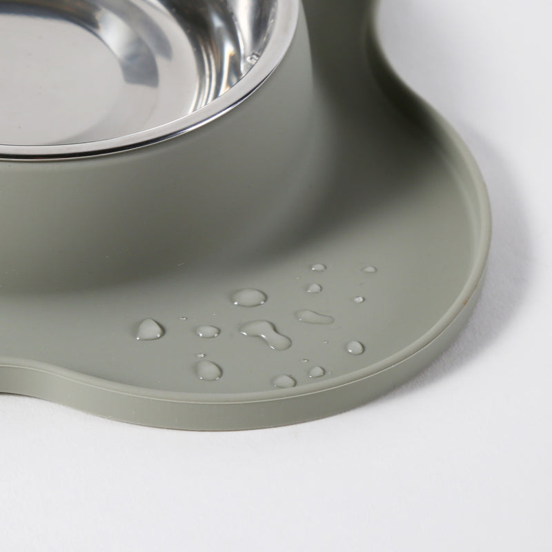Gibson Home Curious Canines 2 pc 16" Stainless Steel Bowl & Silicone Slow Feeder On Silicone Mat - Open Stock w/ Color Sleeve