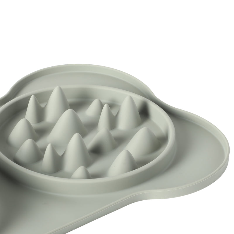 Gibson Home Curious Canines 2 pc 16" Stainless Steel Bowl & Silicone Slow Feeder On Silicone Mat - Open Stock w/ Color Sleeve