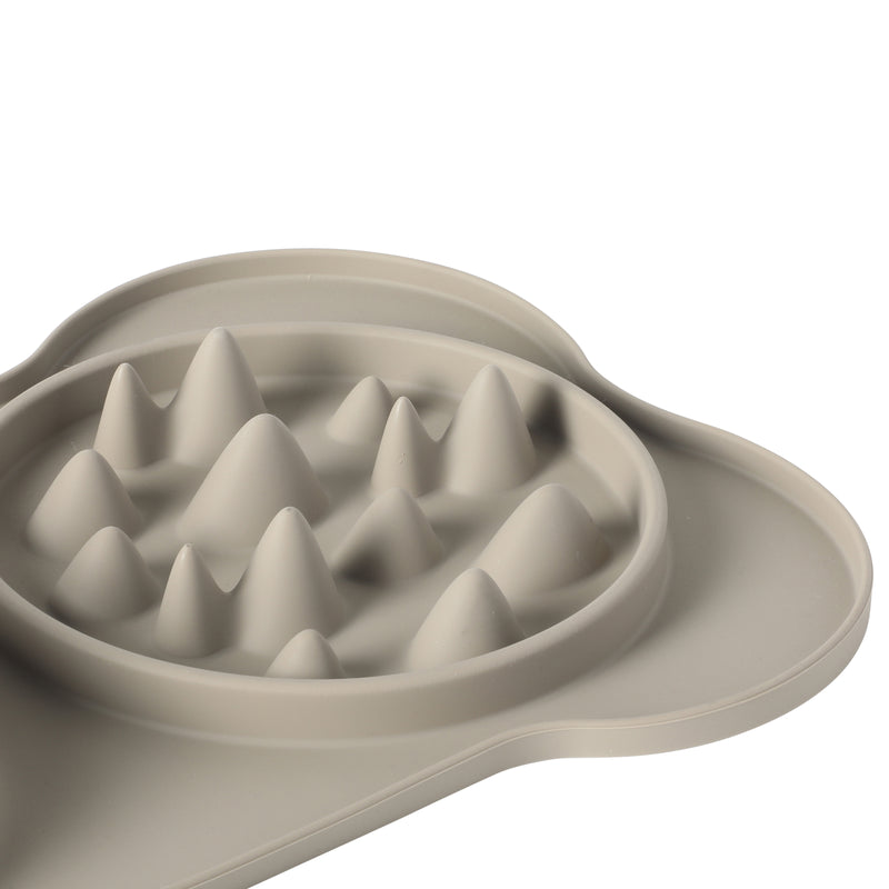 Gibson Home Curious Canines 2 pc 16" Stainless Steel Bowl & Silicone Slow Feeder On Silicone Mat - Open Stock w/ Color Sleeve