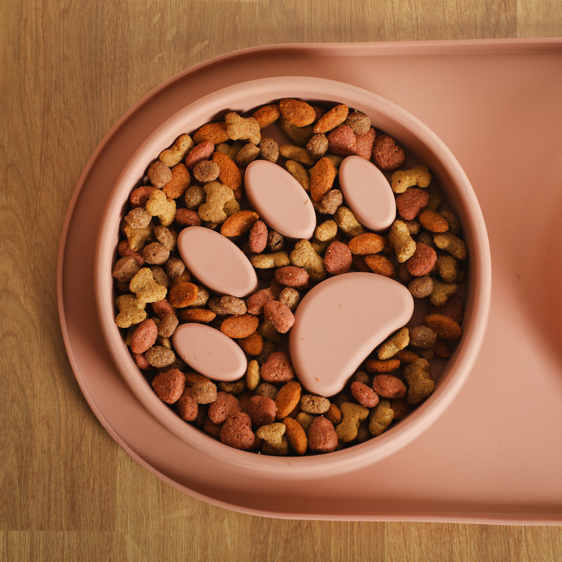 Gibson Home Curious Canines 2 pc 16" Stainless Steel Bowl & Silicone Slow Feeder On Silicone Mat - Open Stock w/ Color Sleeve
