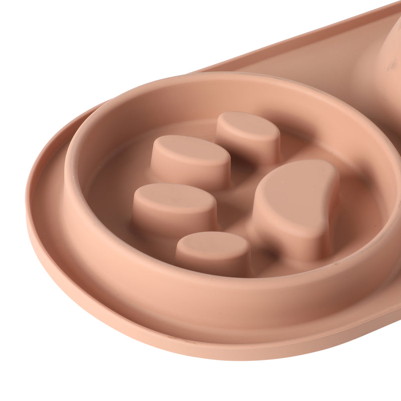 Gibson Home Curious Canines 2 pc 16" Stainless Steel Bowl & Silicone Slow Feeder On Silicone Mat - Open Stock w/ Color Sleeve