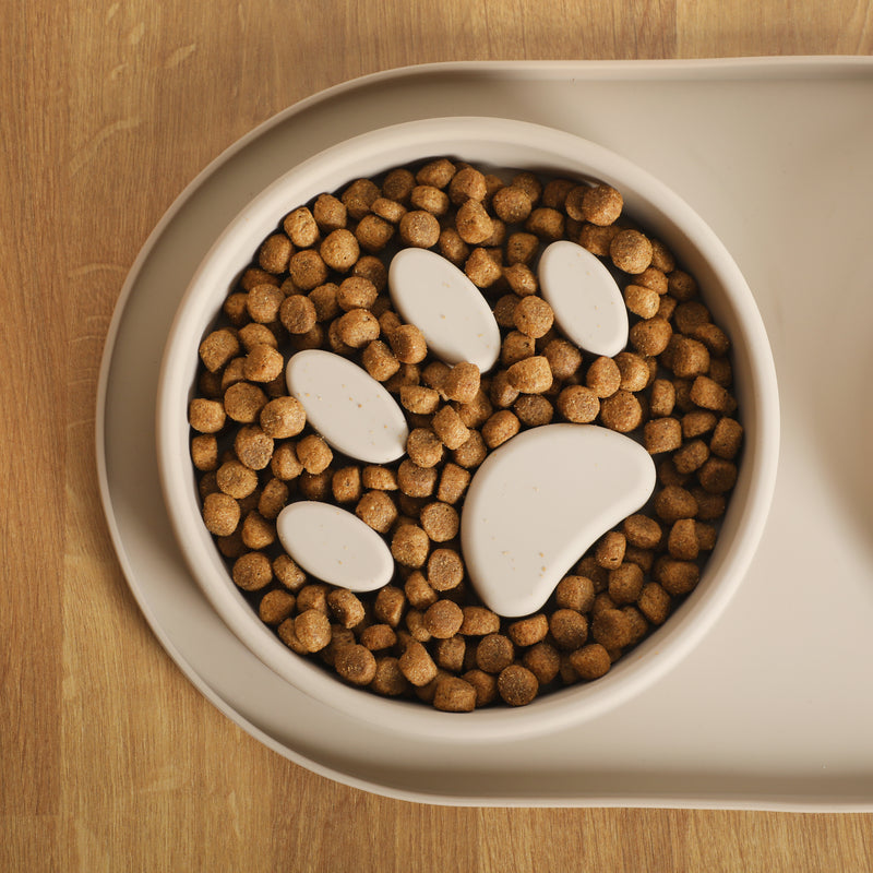 Gibson Home Curious Canines 2 pc 16" Stainless Steel Bowl & Silicone Slow Feeder On Silicone Mat - Open Stock w/ Color Sleeve