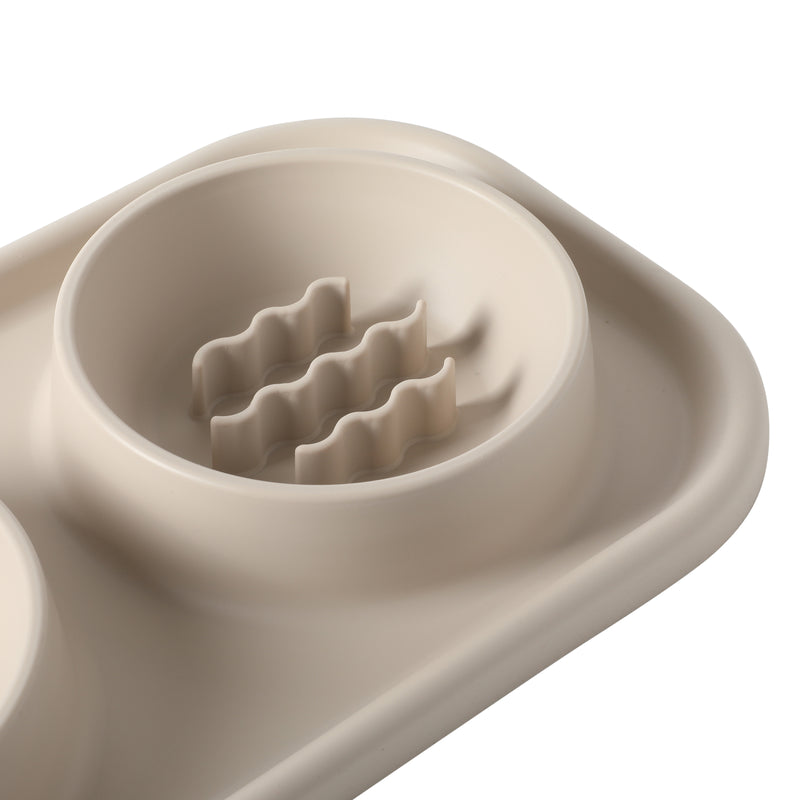 Gibson Home Curious Canines 15.25" Silicone Slow Feeder w/ Stainless Steel Pet Bowl Insert on Silicone Mat Double Bowl Slow Feeder - Open Stock w/ Color Label