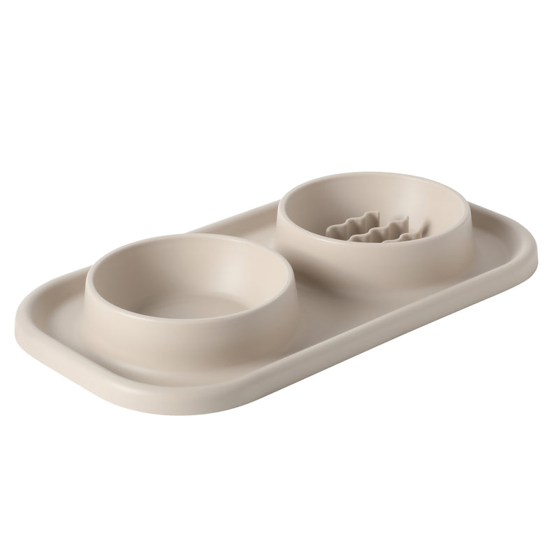 Gibson Home Curious Canines 15.25" Silicone Slow Feeder w/ Stainless Steel Pet Bowl Insert on Silicone Mat Double Bowl Slow Feeder - Open Stock w/ Color Label