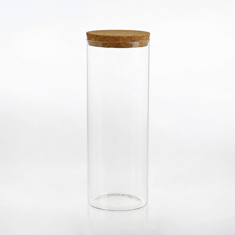 Sur La Table Kitchen Essentials Rue Lumiere 57oz Hand Made Glass Canister w/ Cork Lid - Open Stock w/ UPC Label
