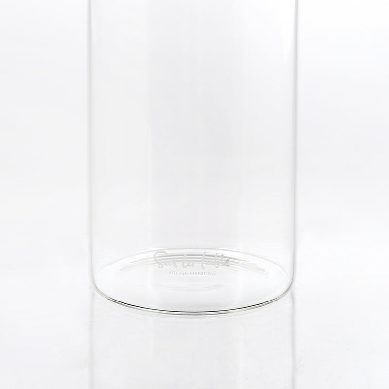 Sur La Table Kitchen Essentials Rue Lumiere 45oz Hand Made Glass Canister w/ Cork Lid - Open Stock w/ UPC Label