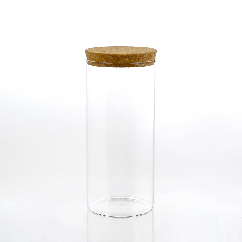 Sur La Table Kitchen Essentials Rue Lumiere 45oz Hand Made Glass Canister w/ Cork Lid - Open Stock w/ UPC Label