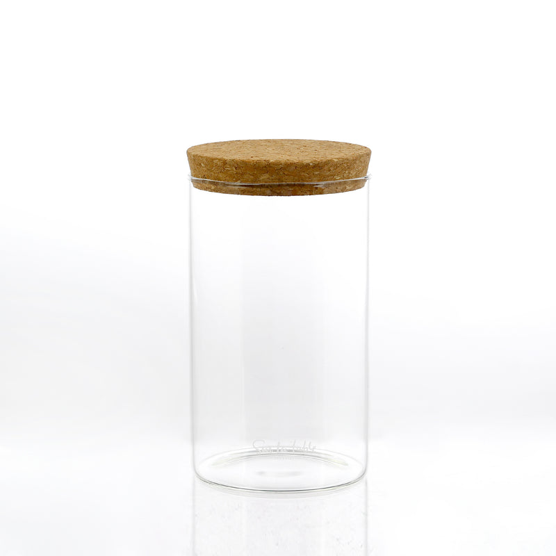 Sur La Table Kitchen Essentials Rue Lumiere 34oz Hand Made Glass Canister w/ Cork Lid - Open Stock w/ UPC Label