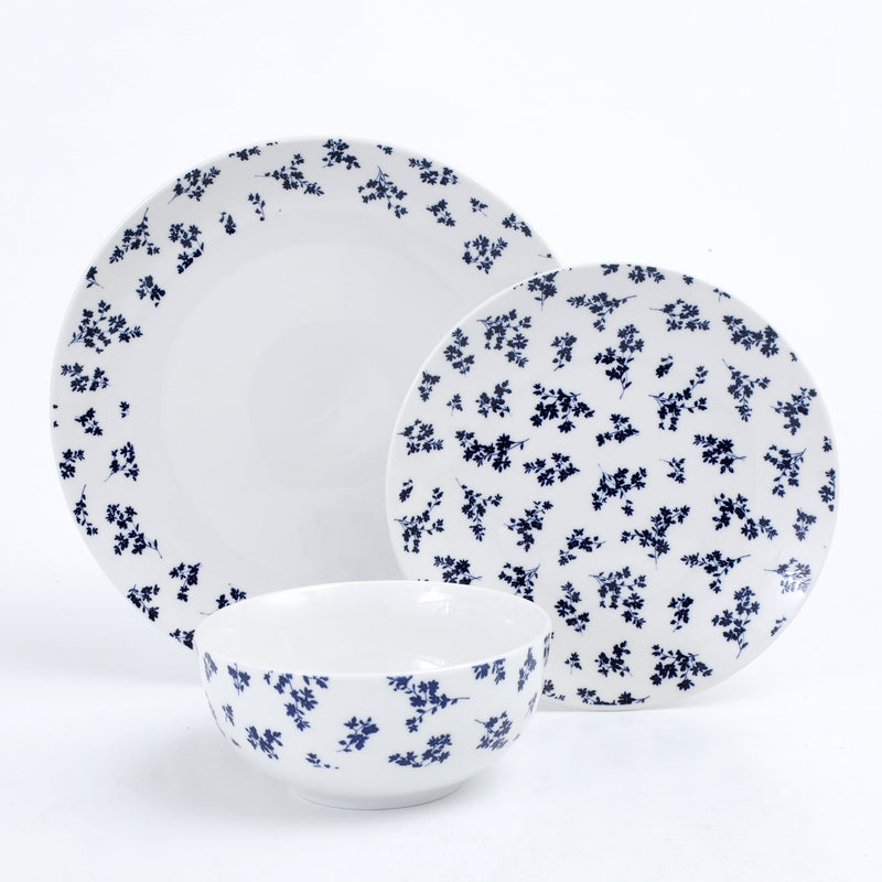 Gibson Home Mountain Thistle 12pc Pad Pad Print Porcelain Dinnerware Set - Gift Box