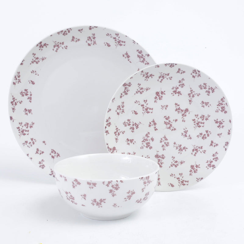 Gibson Home Mountain Thistle 12pc Pad Pad Print Porcelain Dinnerware Set - Gift Box