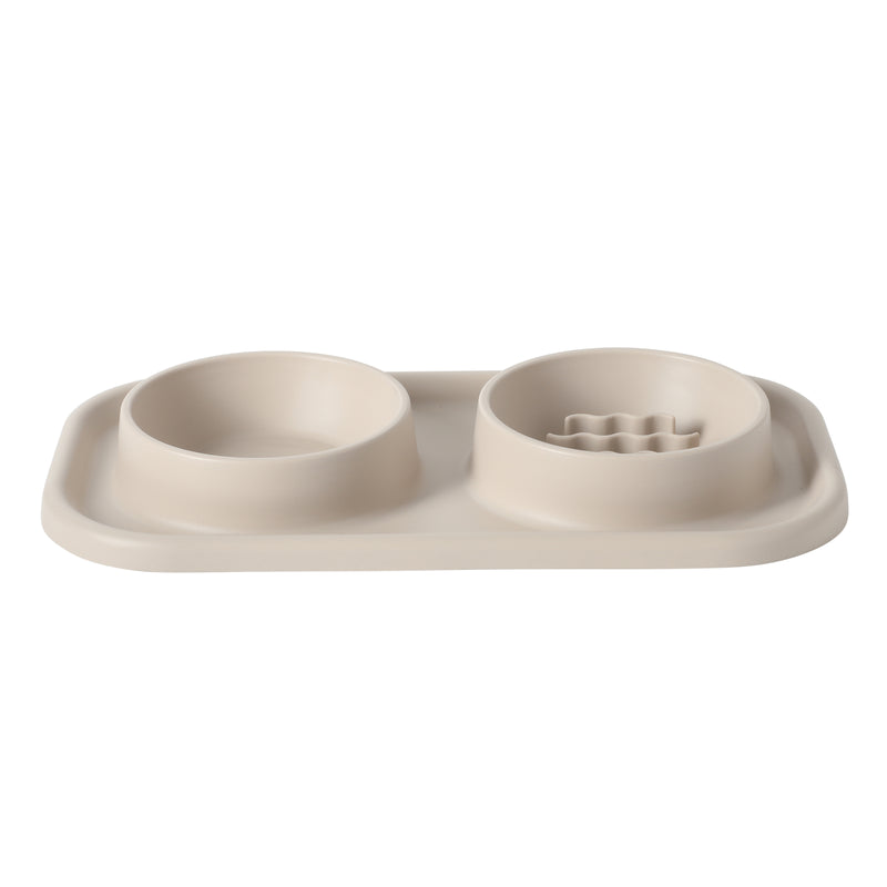 Gibson Home Curious Canines 15.25" Silicone Slow Feeder w/ Stainless Steel Pet Bowl Insert on Silicone Mat Double Bowl Slow Feeder - Open Stock w/ Color Label