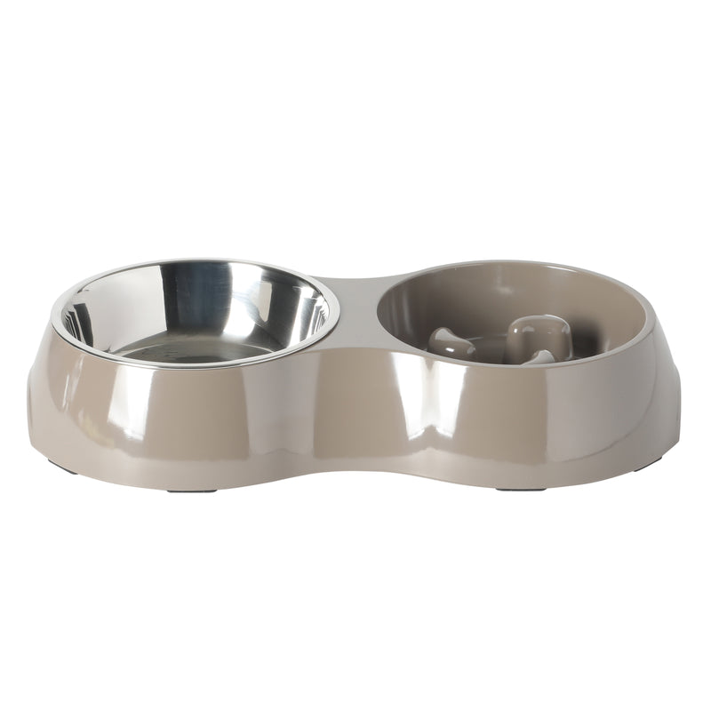 Gibson home Curious Canines 12.75" Melamine Slow Feeder w/ 6.75"Stainless Steel Pet Bowl Insert - Open Stock w/ Color Label