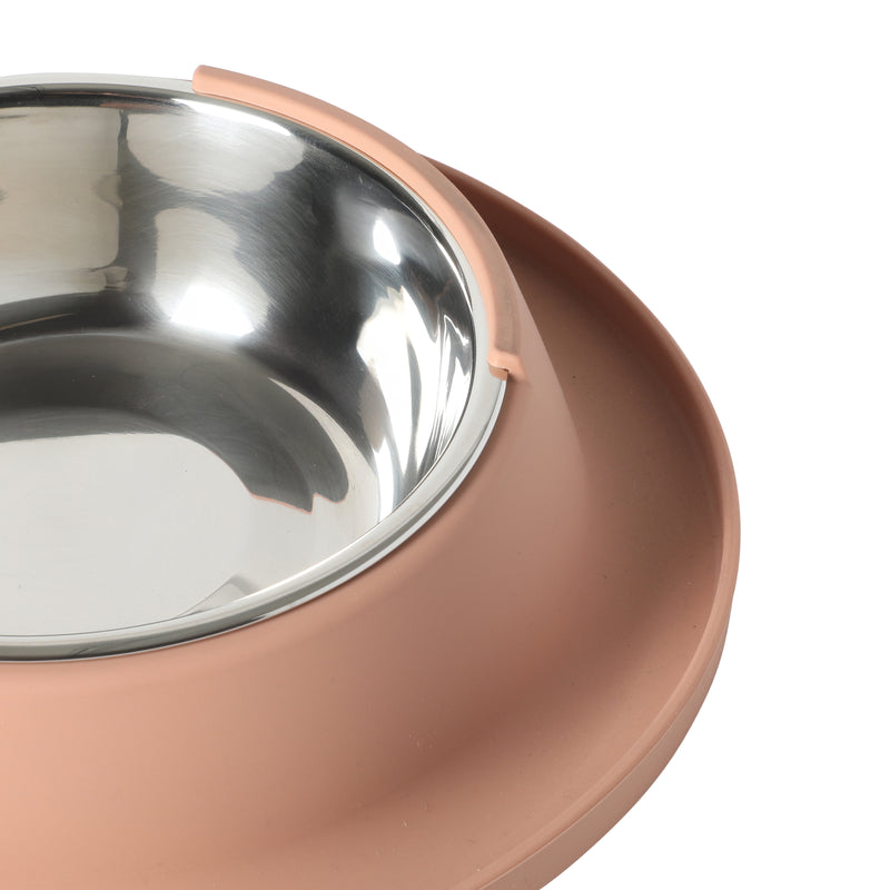 Gibson Home Curious Canines 2 pc 16" Stainless Steel Bowl & Silicone Slow Feeder On Silicone Mat - Open Stock w/ Color Sleeve