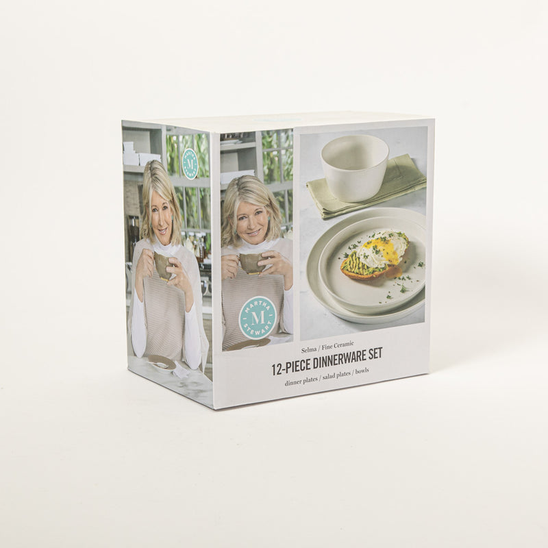 Martha Stewart Selma 12pc Dinnerware Set - White - Fine Ceramic - Gift Box