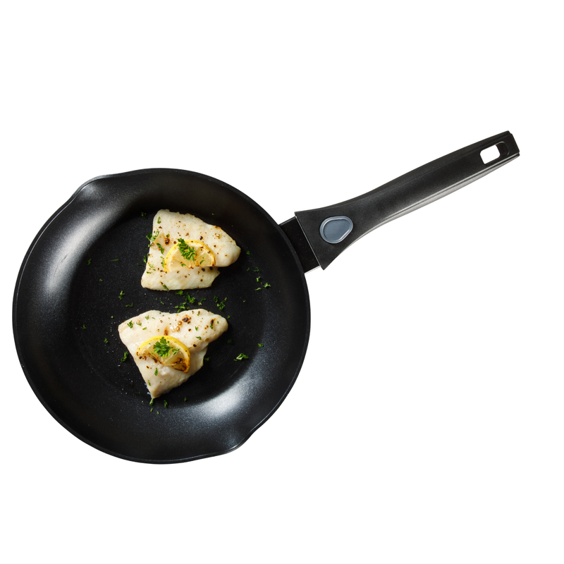 Oster Smarthandle Advance 4pc Forged Aluminum 1.8 qt Sauce Pan w/ Lid & 10" Frying Pan w/ Detachable Handle - Matte Black - Non-Stick Interior - Induction Base - Bakelite Handle - Gift Box (Open Window)