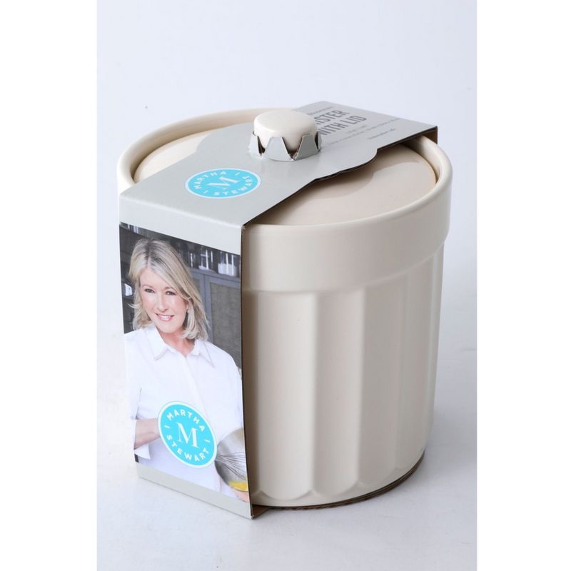 Martha Stewart Broadbrook 5.9" Canister w/ Lid - Cream - Solid Color - Stoneware - Color Sleeve
