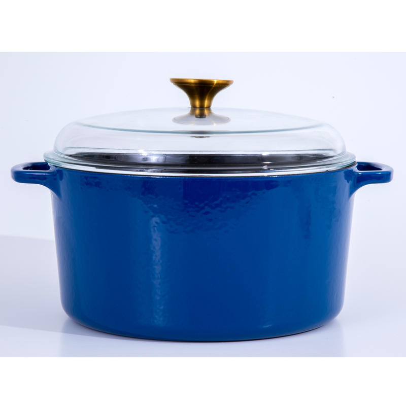 Sur La Table Kitchen Essentials Supper Club 5.5 qt Enamel Cast Iron Dutch Oven w/ Borosilicate Lid - Glossy Enamel In/Ext - Stainless Steel Knob -Enameled - Color Sleeve w/ RM