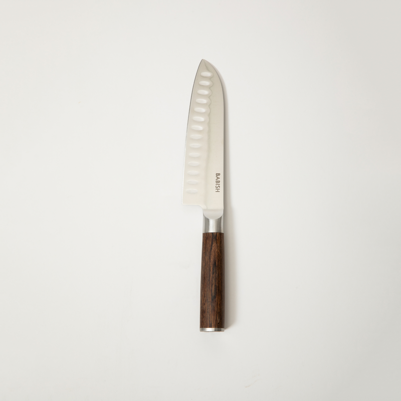 Babish 6.5" German Steel Santoku Knife w/ Paka Wood Handle - Gift Box w/ Remailer
