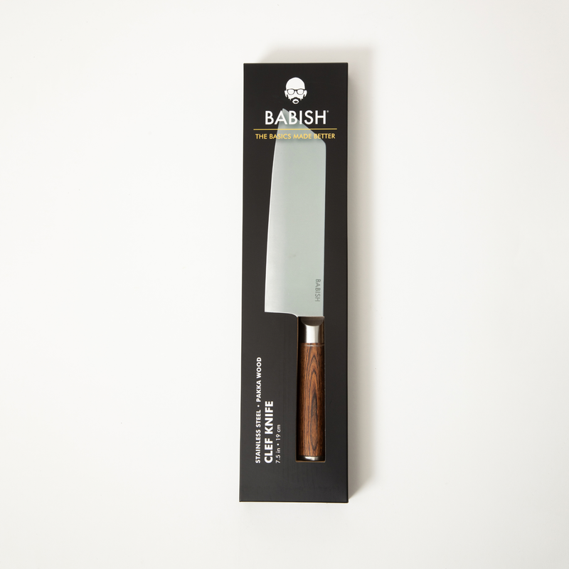 Babish 7.5" German Steel Clef Knife w/ Paka Wood Handle - Gift Box w/ Remailer
