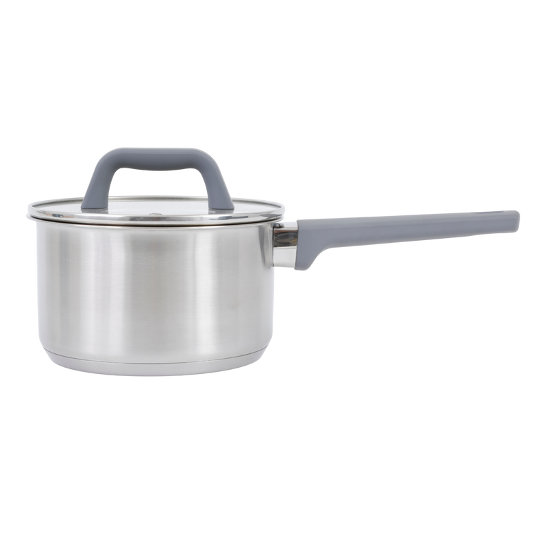 Oster Beauford 2qt Stainless Steel Saucepan w/ Glass Lid - Soft Touch Bakelite Handle - Flat Glass Lid - Color Sleeve