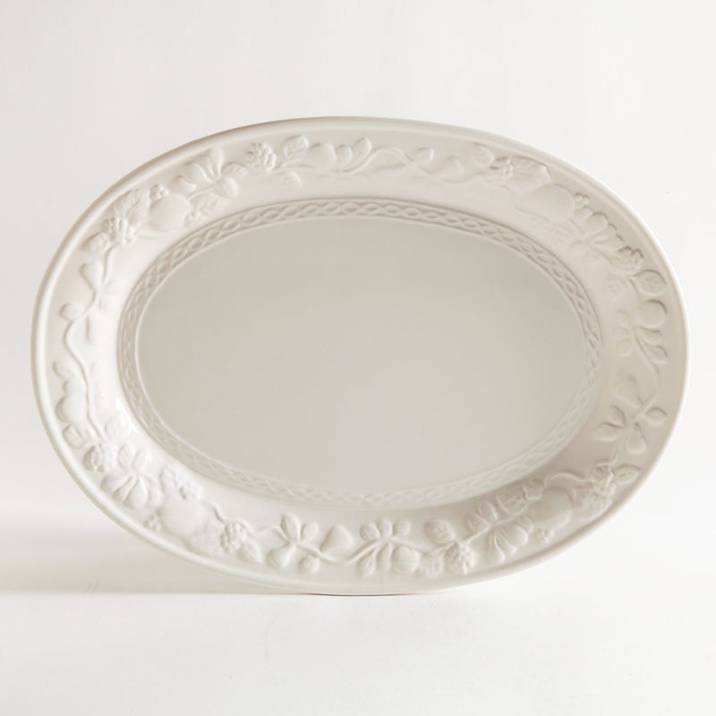 Gibson Home 18.75" Fruitful Platter - White - Oval - Ceramic - Gift Box