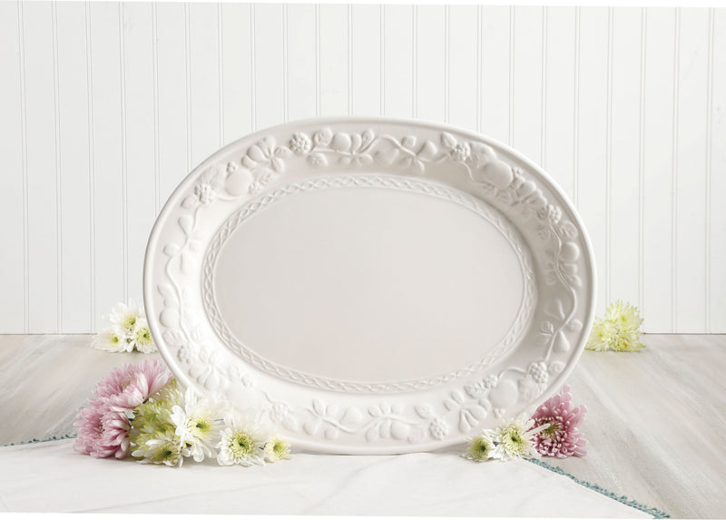 Gibson Home 18.75" Fruitful Platter - White - Oval - Ceramic - Gift Box