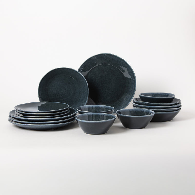 Bloomhouse Montecito Breeze 16pc Double Bowl Dinnerware Set - Reactive Glaze - Stoneware - Gift Box w/ Remailer