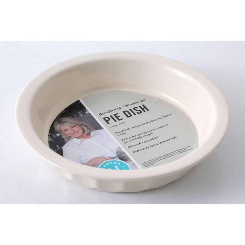 Martha Stewart Broadbrook 1.4qt Pie Pan - Cream - Round - Solid Color - Stoneware - Open Stock w/ UPC Label