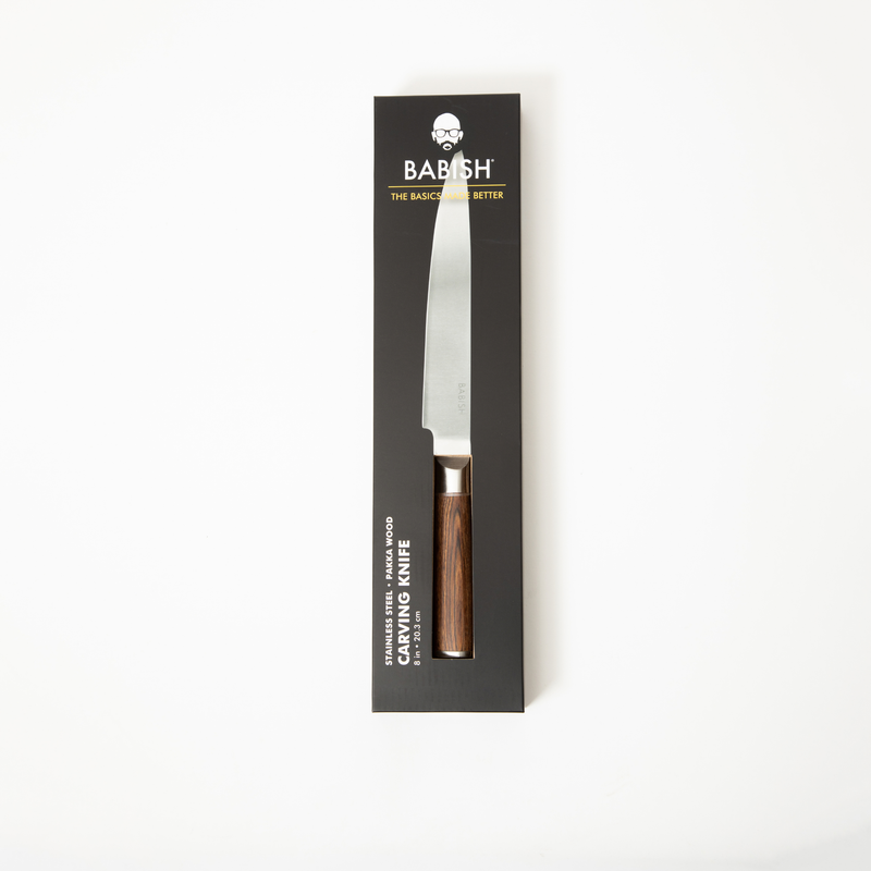 Babish 8" German Steel Carving Knife w/ Paka Wood Handle - Gift Box w/ Remailer