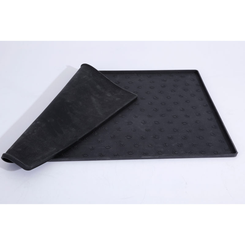 Gibson Home Paw Creations 23.5" Feeding Mat - Rectangle - Black - Silicone - Open Stock w/ Sticker