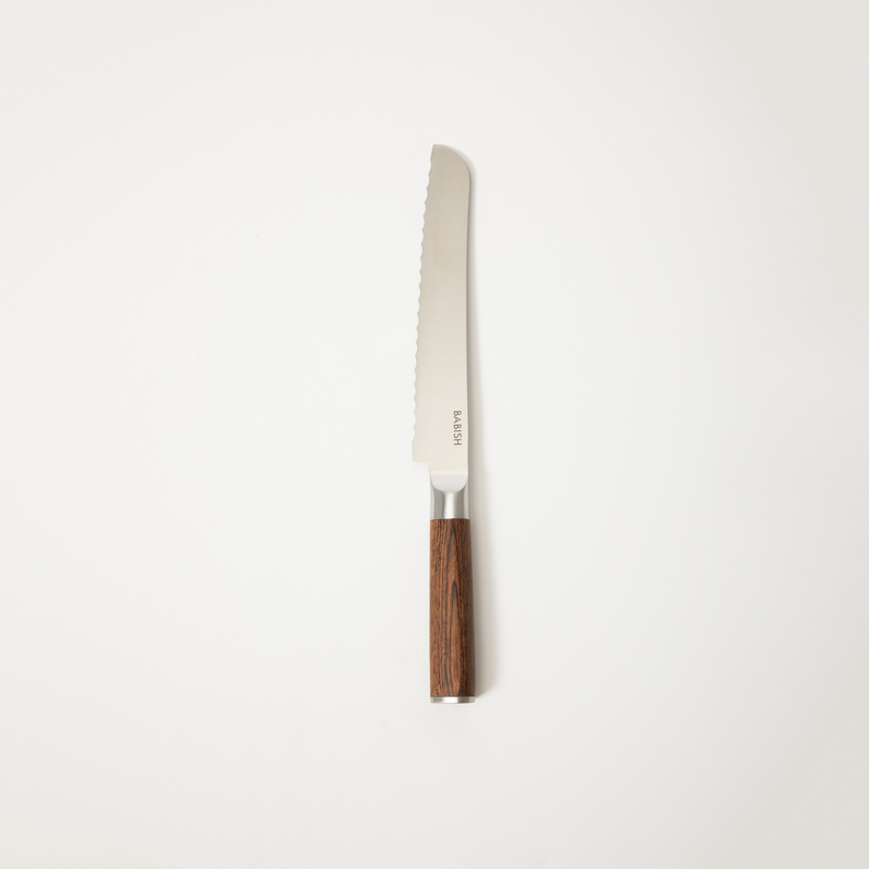 Babish 8" German Steel Bread Knife w/ Paka Wood Handle - Gift Box w/ Remailer