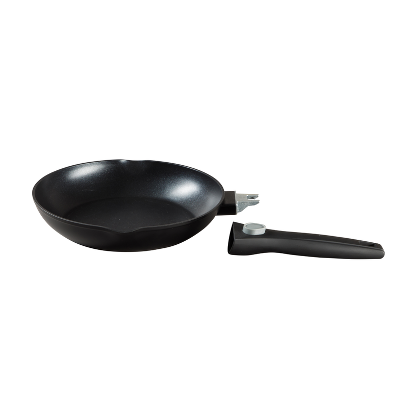 Oster Smarthandle Advance 4pc Forged Aluminum 1.8 qt Sauce Pan w/ Lid & 10" Frying Pan w/ Detachable Handle - Matte Black - Non-Stick Interior - Induction Base - Bakelite Handle - Gift Box (Open Window)